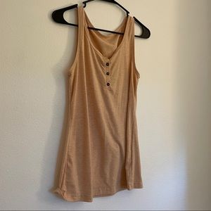 Button Front Detail Long Tank Pink/Nude